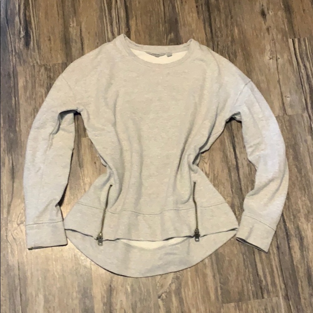 Athleta gray sweatshirt with front zipper details